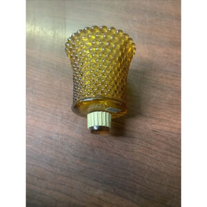 Vintage Amber Glass Hobnail Ped Votive Cup Candle Holder